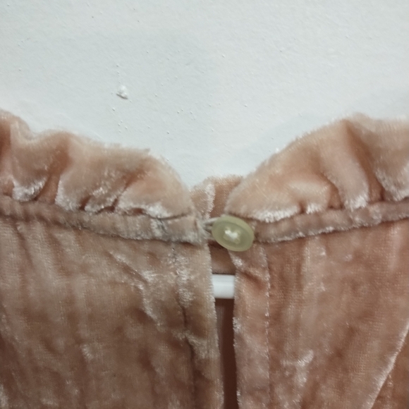 LOFT Pink Ruffled Bib Collar Velvety Blouse - Picture 5 of 12